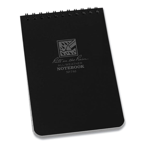 Rite in the Rain® All-Weather Wire-O Notepad, Universal: Narrow Rule and Quadrille Rule, Black Cover, 50 White 4 x 6 Sheets (RIR746)