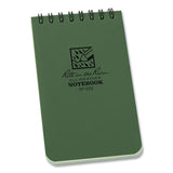 Rite in the Rain® All-Weather Wire-O Notepad, Universal: Narrow Rule and Quadrille Rule, Dark Green Cover, 50 White 3 x 5 Sheets (RIR935)