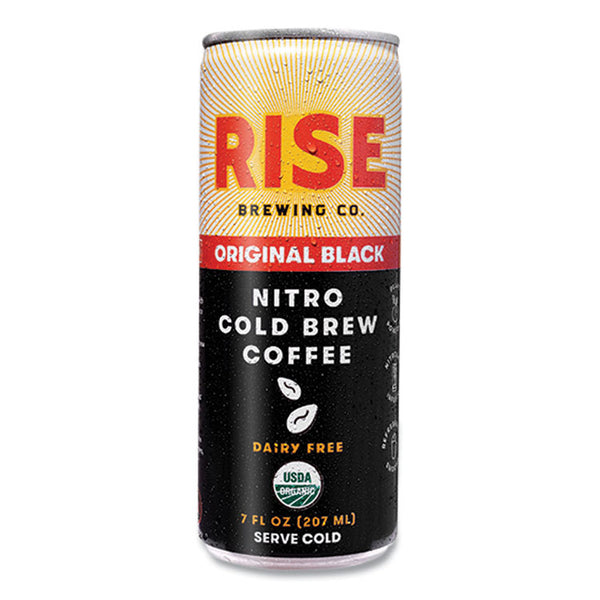 RISE Brewing Co.® Nitro Cold Brew Latte, Original Black, 7 oz Can, 12/Carton (RSB00043)