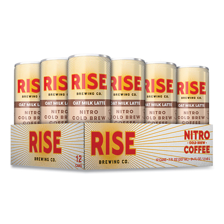 RISE Brewing Co.® Nitro Cold Brew Latte, Oat Milk, 7 oz Can, 12/Carton (RSB00045)