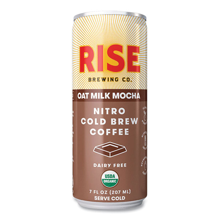 RISE Brewing Co.® Nitro Cold Brew Latte, Oat Milk Mocha, 7 oz Can, 12/Carton (RSB00049)