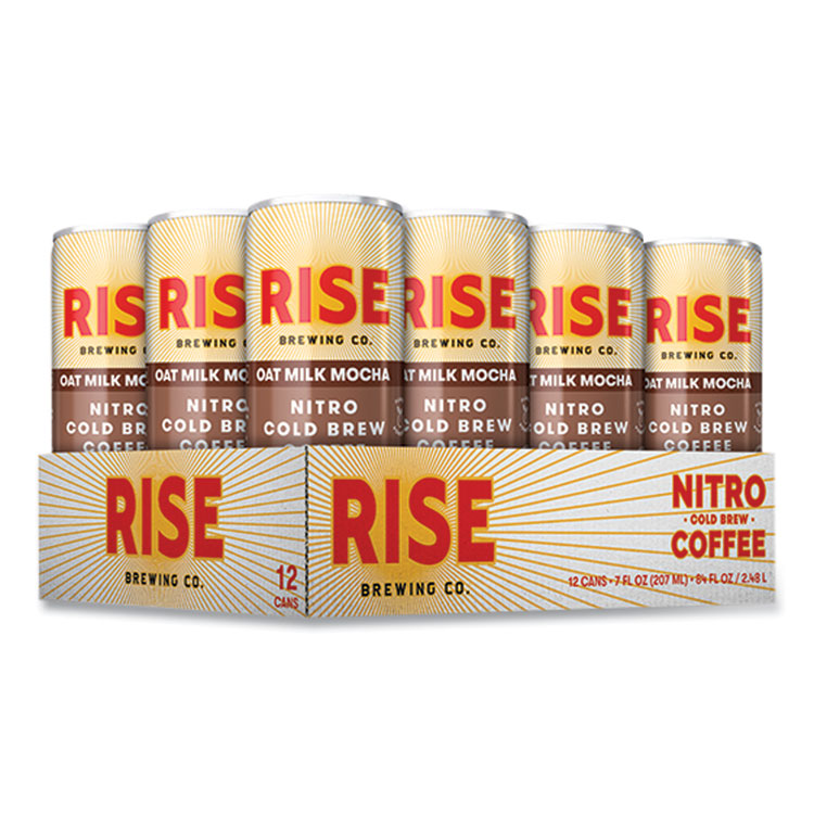 RISE Brewing Co.® Nitro Cold Brew Latte, Oat Milk Mocha, 7 oz Can, 12/Carton (RSB00049)