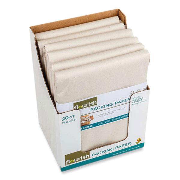 Flourish® 100% Recycled Paper Packing Sheets, 24" x 24", Natural, 20/Pack (SHU287431) Pack of 20