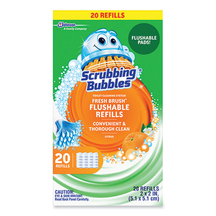 Scrubbing Bubbles® Fresh Brush Toilet Cleaning System Refill, Citrus Scent, 20/Pack (SJN301802) Pack of 20