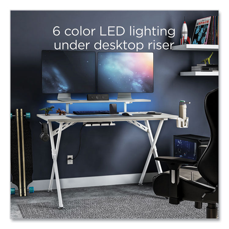 Union & Scale™ Vizon 47" Gaming Desk, 47.2" x 26.6" x 35", White Colorway (UOS60986)