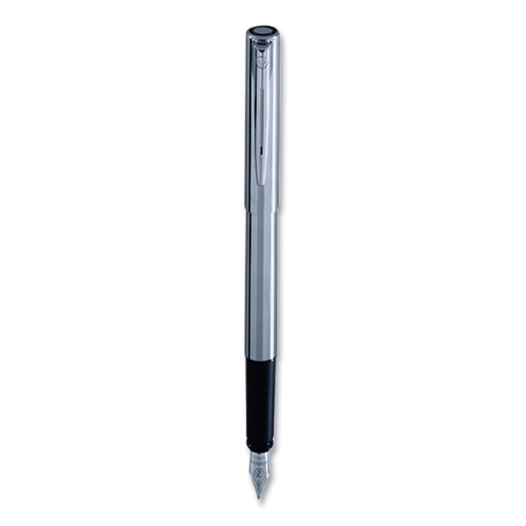 Waterman Allure Fountain Pen, Stick, Fine Nib, Blue Ink, Silver/Black Barrel (WATS0174956)