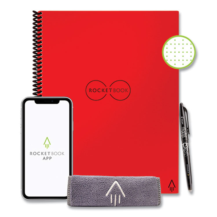 Rocketbook Core Smart Notebook, Dotted Rule, Red Cover, (16) 11 x 8.5 Sheets (RKBEVRLKCBG) Each