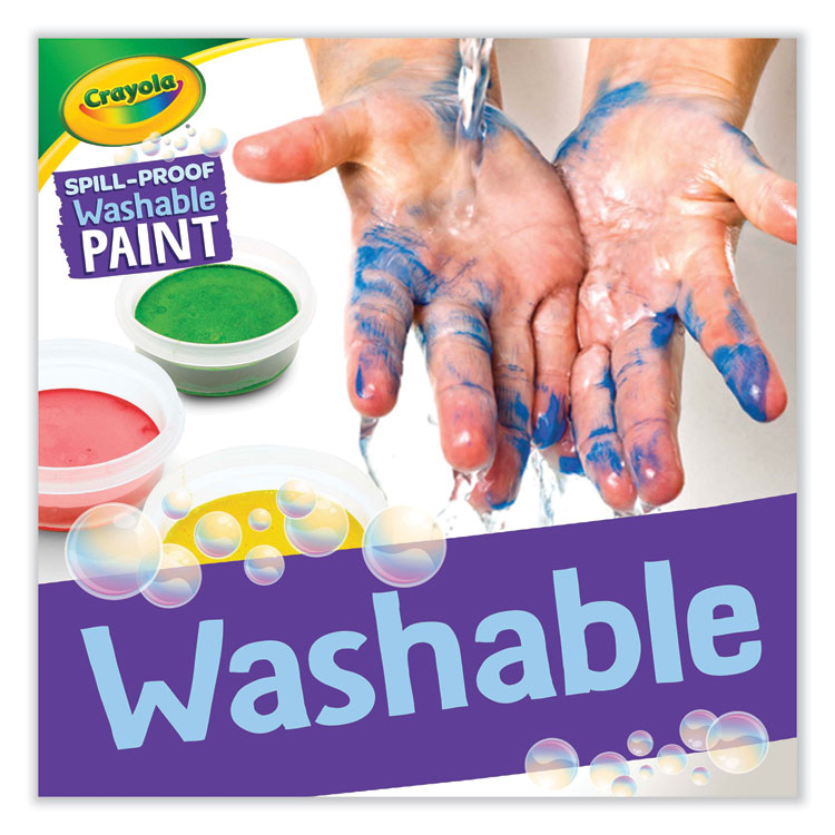 Crayola® Spill Proof Washable Paints, 5 Colors, 1.4 oz Cups, 5 Sets/Carton (CYO542313)