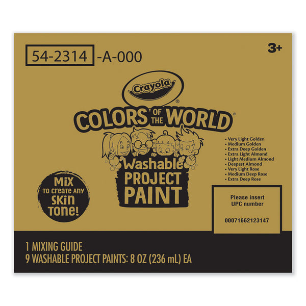 Crayola® Colors of the World Washable Paint, 9 Assorted Colors, 8 oz Bottles, 9/Pack (CYO542314) Pack of 9