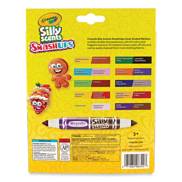 Crayola® Silly Scents Smash Up Dual Ended Markers, Broad Tip, Assorted, 10/Pack (CYO588342)