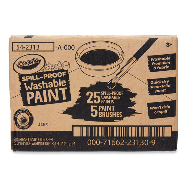 Crayola® Spill Proof Washable Paints, 5 Colors, 1.4 oz Cups, 5 Sets/Carton (CYO542313) Pack of 25