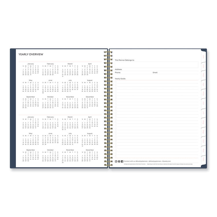 Ashlyn Weekly/Monthly Planner, Floral Artwork, 11 x 8.5, Navy/Multicolor Cover, 12-Month (Jan to Dec): 2025 (BLS143957)