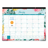 Reflections Desk Pad Calendar, Floral Artwork, 22 x 17, Assorted Sheet Colors, Black Binding, 12-Month (Jan to Dec): 2025 (BLS117886)