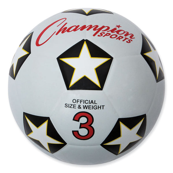 Champion Sports Rubber Sports Ball, For Soccer, No. 3 Size, White/Black (CSISRB3) Each