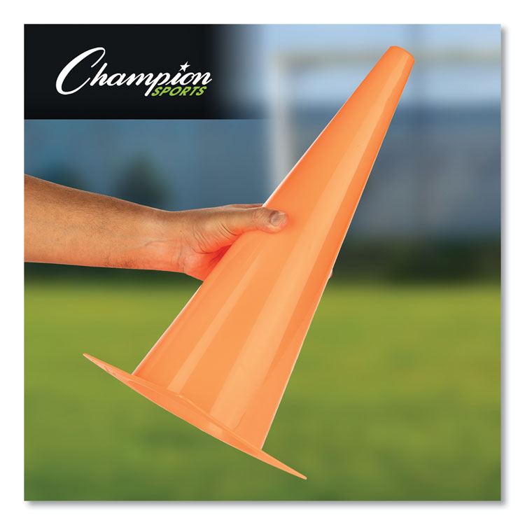 Champion Sports High Visibility Plastic Cones, 8" x 8" x 18" (CSITC18) Each