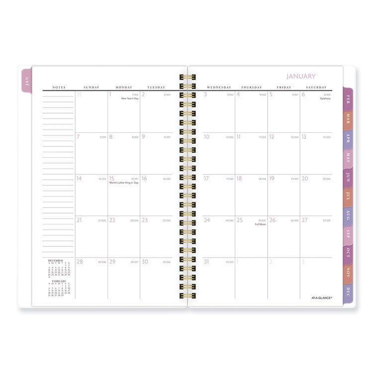 AT-A-GLANCE® Badge Floral Weekly/Monthly Planner, Floral Artwork, 8.5 x 6.38, White/Multicolor Cover, 13-Month (Jan to Jan): 2024 to 2025 (AAG1675F200)