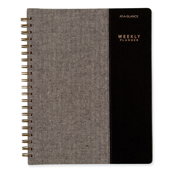 AT-A-GLANCE® Signature Collection Black/Gray Felt Weekly/Monthly Planner, 11.25 x 9.5, Black/Gray Cover, 13-Month (Jan to Jan): 2024-2025 (AAGYP90505)