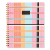 AT-A-GLANCE® Cher Weekly/Monthly Planner, Plaid Artwork, 11 x 9.25, Pink/Blue/Orange Cover, 12-Month (Jan to Dec): 2024 (AAG1676905)
