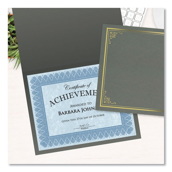 Geographics® Certificate/Document Cover, 9.75" x 12.5", Gray With Gold Foil, 5/Pack (GEO49114) Each