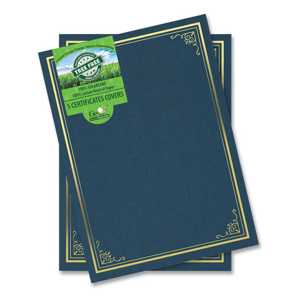 Geographics® Certificate/Document Cover, 9.75' x 12.5", Navy With Gold Foil, 5/Pack (GEO49017) Each