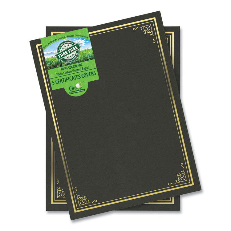 Geographics® Certificate/Document Cover, 9.75" x 12.5", Black With Gold Foil, 5/Pack (GEO49029) Each