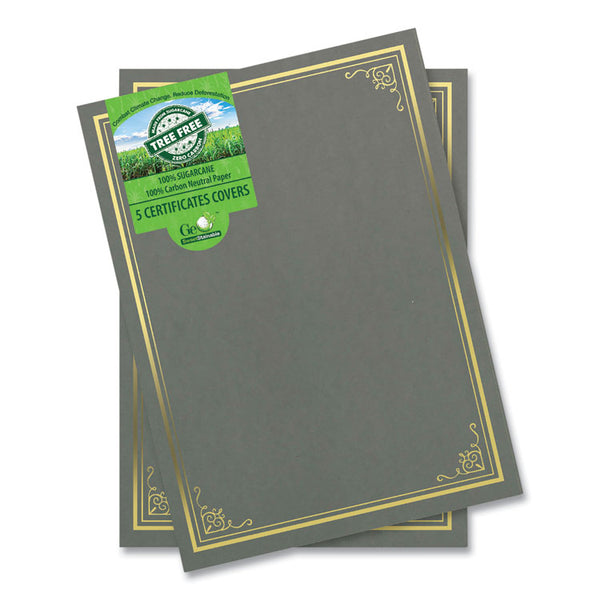 Geographics® Certificate/Document Cover, 9.75" x 12.5", Gray With Gold Foil, 5/Pack (GEO49114) Each