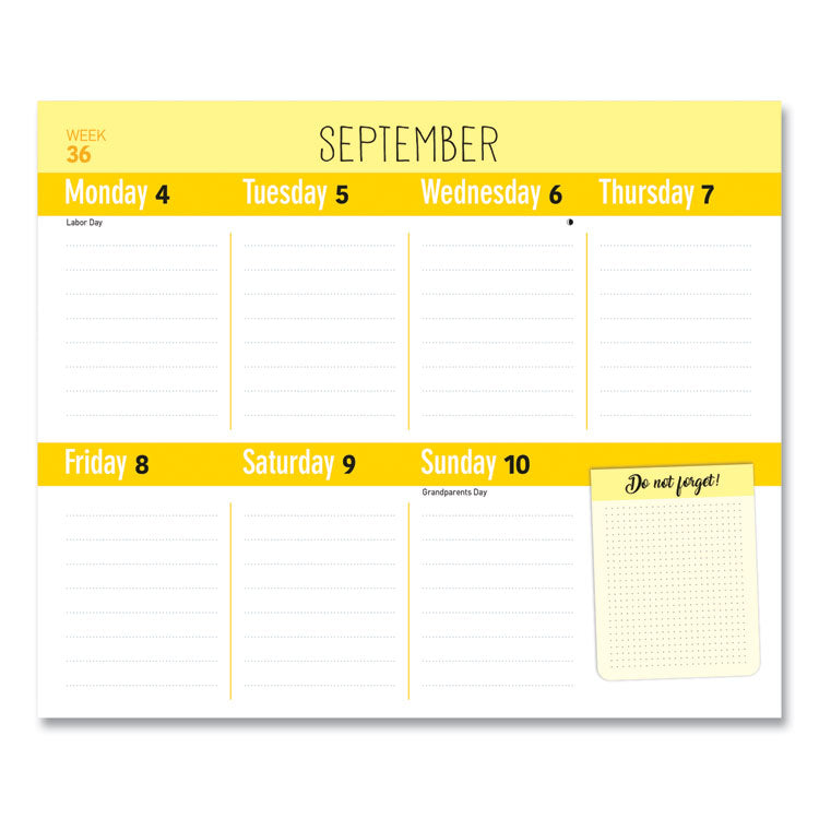 Blueline® Fridge Planner Magnetized Weekly Calendar with Pads + Pencil, 12 x 12.5, White/Yellow Sheets, 16-Month (Sept-Dec): 2024-2025 (REDC174120A)
