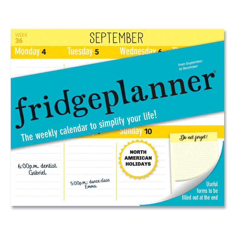 Blueline® Fridge Planner Magnetized Weekly Calendar with Pads + Pencil, 12 x 12.5, White/Yellow Sheets, 16-Month (Sept-Dec): 2024-2025 (REDC174120A)
