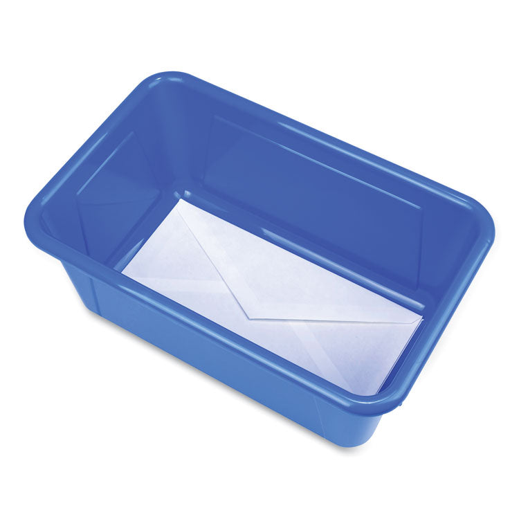 Storex Cubby Bin with Lid, 1 Section, 2 gal, 8.2 x 12.5 x 11.5, Blue, 5/Pack (STX62408U05C) Each