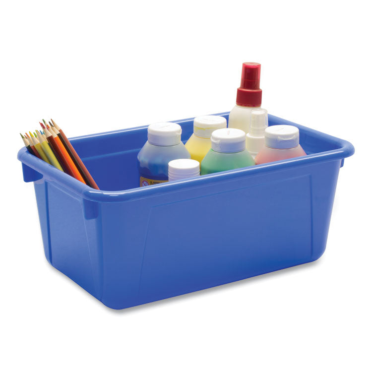 Storex Cubby Bin with Lid, 1 Section, 2 gal, 8.2 x 12.5 x 11.5, Blue, 5/Pack (STX62408U05C) Each