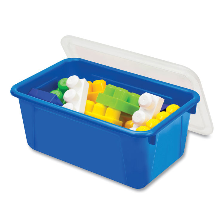 Storex Cubby Bin with Lid, 1 Section, 2 gal, 8.2 x 12.5 x 11.5, Blue, 5/Pack (STX62408U05C) Each