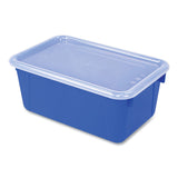 Storex Cubby Bin with Lid, 1 Section, 2 gal, 8.2 x 12.5 x 11.5, Blue, 5/Pack (STX62408U05C) Each