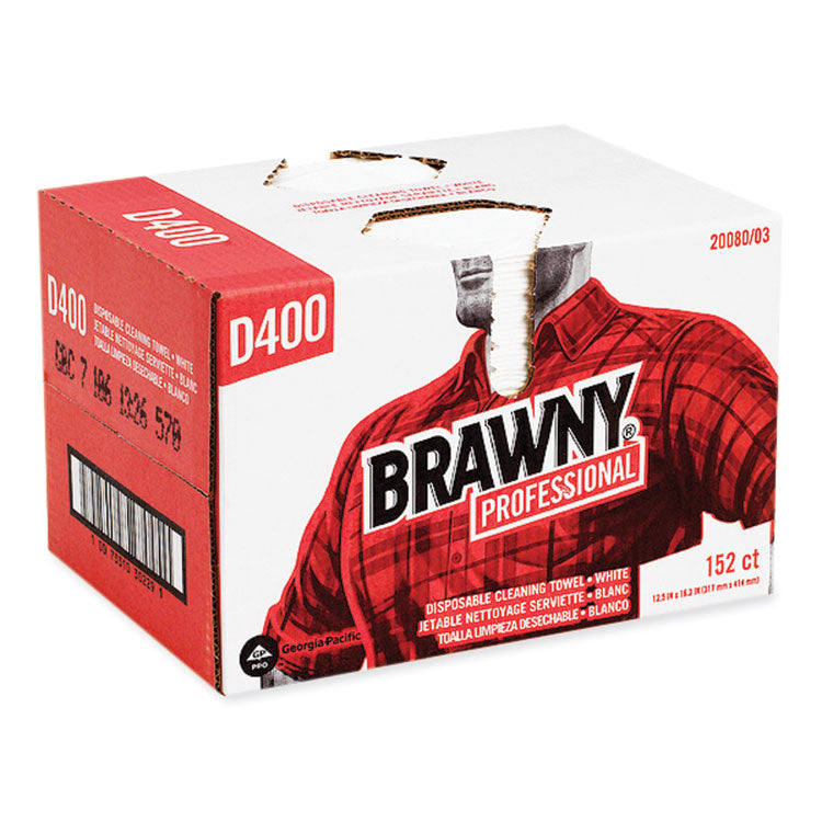 Brawny® Professional Premium DRC Wipers, Paper, 1-Ply, 12.5 x 16.75, White, 152/Box (GPC2008003) Box of 152