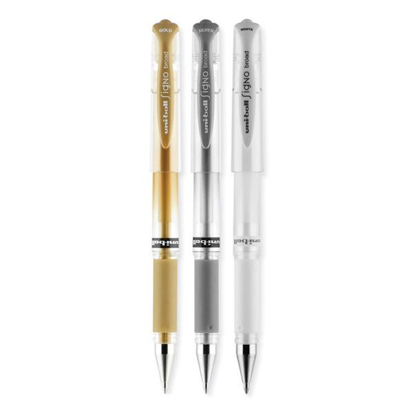uniball® Impact Bold Gel Pen, Stick, Bold 1 mm, Assorted Marvelous Metallics Ink and Barrel Colors, 3/Pack (UBC1919997)