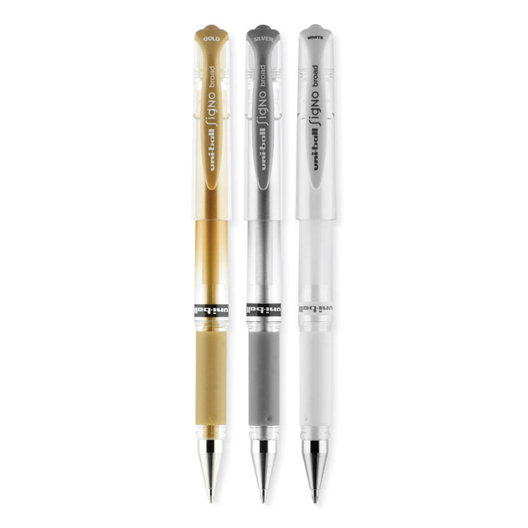 uniball® Impact Bold Gel Pen, Stick, Bold 1 mm, Assorted Marvelous Metallics Ink and Barrel Colors, 3/Pack (UBC1919997) Set of 3