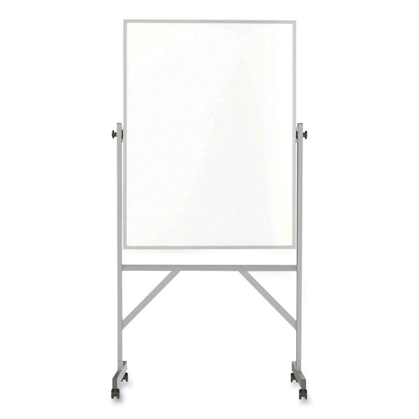Ghent Reversible Magnetic Porcelain Whiteboard with Satin Aluminum Frame and Stand, 36 x 48, White Surface, Ships in 7-10 Bus Days (GHEARM1M143)
