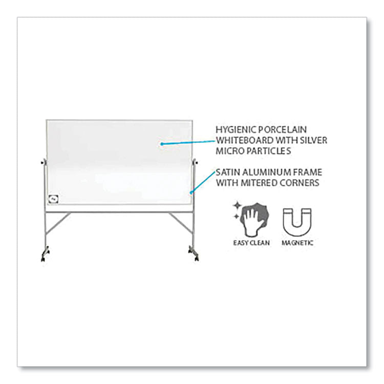 Ghent Reversible Magnetic Hygienic Porcelain Whiteboard, Satin Aluminum Frame/Stand, 48 x 36, White Surface, Ships in 7-10 Bus Days (GHEARM4M434) Each