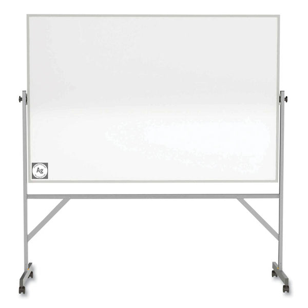 Ghent Reversible Magnetic Hygienic Porcelain Whiteboard, Satin Aluminum Frame/Stand, 72 x 48, White Surface, Ships in 7-10 Bus Days (GHEARM4M446)