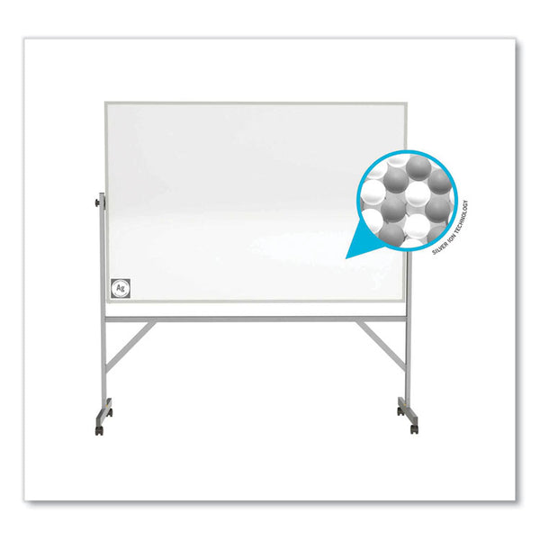 Ghent Reversible Magnetic Hygienic Porcelain Whiteboard, Satin Aluminum Frame/Stand, 96 x 48, White Surface, Ships in 7-10 Bus Days (GHEARM4M448)