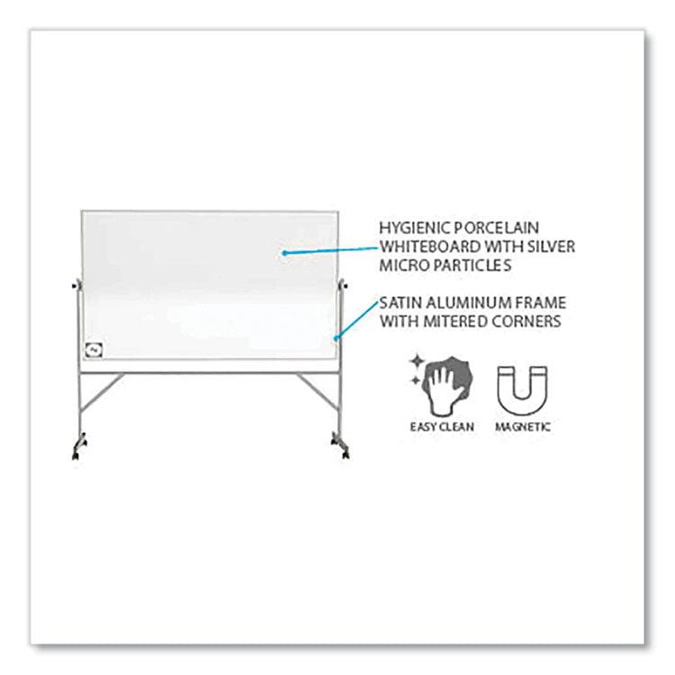 Ghent Reversible Magnetic Hygienic Porcelain Whiteboard, Satin Aluminum Frame/Stand, 96 x 48, White Surface, Ships in 7-10 Bus Days (GHEARM4M448) Each