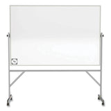 Ghent Reversible Magnetic Hygienic Porcelain Whiteboard, Satin Aluminum Frame/Stand, 96 x 48, White Surface, Ships in 7-10 Bus Days (GHEARM4M448)