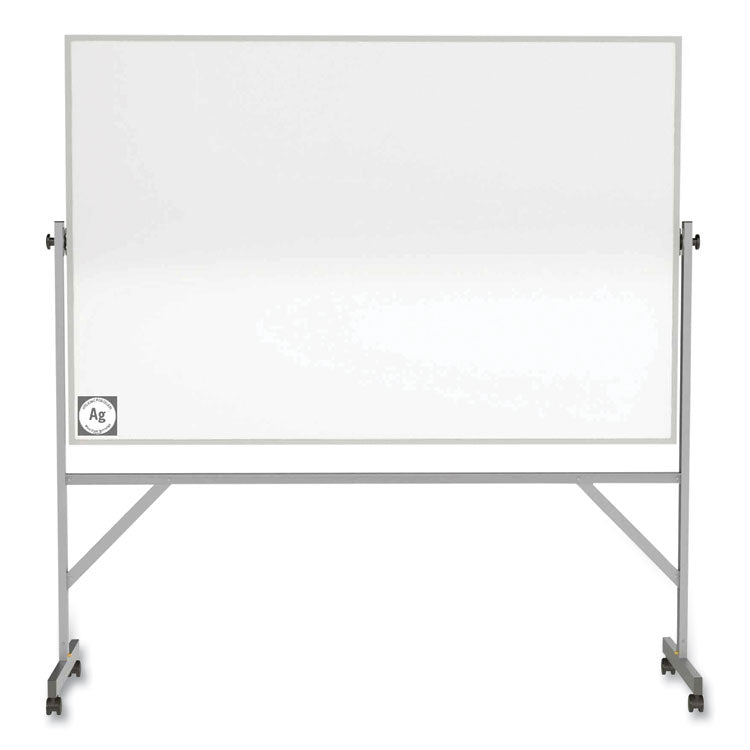 Ghent Reversible Magnetic Hygienic Porcelain Whiteboard, Satin Aluminum Frame/Stand, 96 x 48, White Surface, Ships in 7-10 Bus Days (GHEARM4M448)