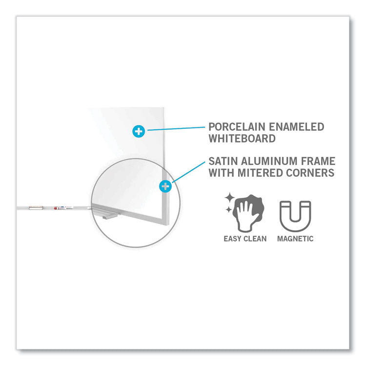 Ghent Magnetic Porcelain Whiteboard w/Satin Aluminum Frame and Map Rail, 72.5 x 60.47, White Surface, Ships in 7-10 Business Days (GHEM1P561M) Each