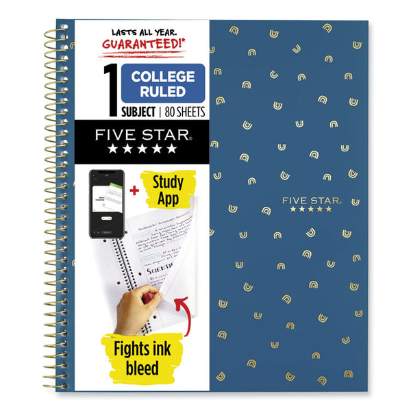 Five Star® Style Wirebound Notebook, 1-Subject, Medium/College Rule, Randomly Assorted Cover Colors, (80) 11 x 8.5 Sheets (MEA820156F) Each