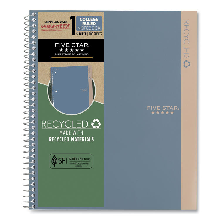 Five Star® Recycled Notebook, 1 Subject, Medium/College Rule, Randomly Assorted Cover, 11 x 8.5 Sheets (MEA820053)