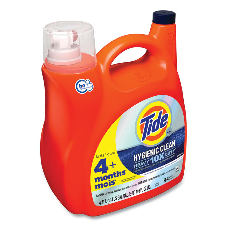 Tide® Hygienic Clean Heavy 10x Duty Liquid Laundry Detergent, Original Scent, 146 oz Pour Bottle, 4/Carton (PGC09453)