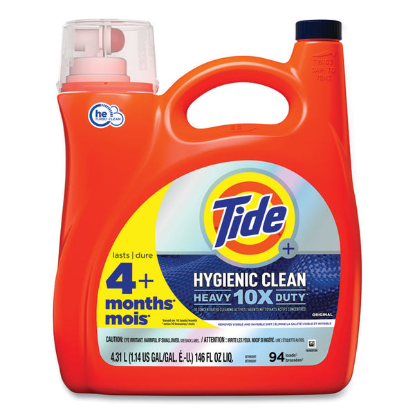 Tide® Hygienic Clean Heavy 10x Duty Liquid Laundry Detergent, Original Scent, 146 oz Pour Bottle, 4/Carton (PGC09453)