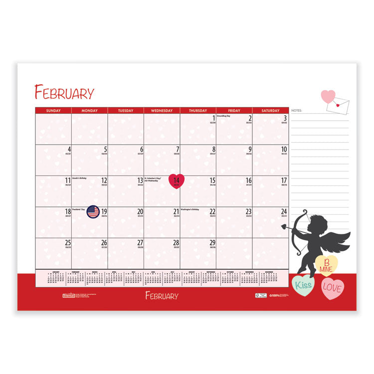House of Doolittle™ Recycled Desk Pad Calendar, Illustrated Seasons Artwork, 22 x 17, Black Binding/Corners,12-Month (Jan to Dec): 2026 (HOD139) Each