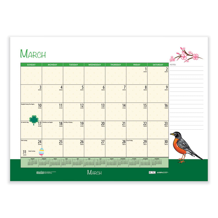 House of Doolittle™ Recycled Desk Pad Calendar, Illustrated Seasons Artwork, 22 x 17, Black Binding/Corners,12-Month (Jan to Dec): 2026 (HOD139) Each