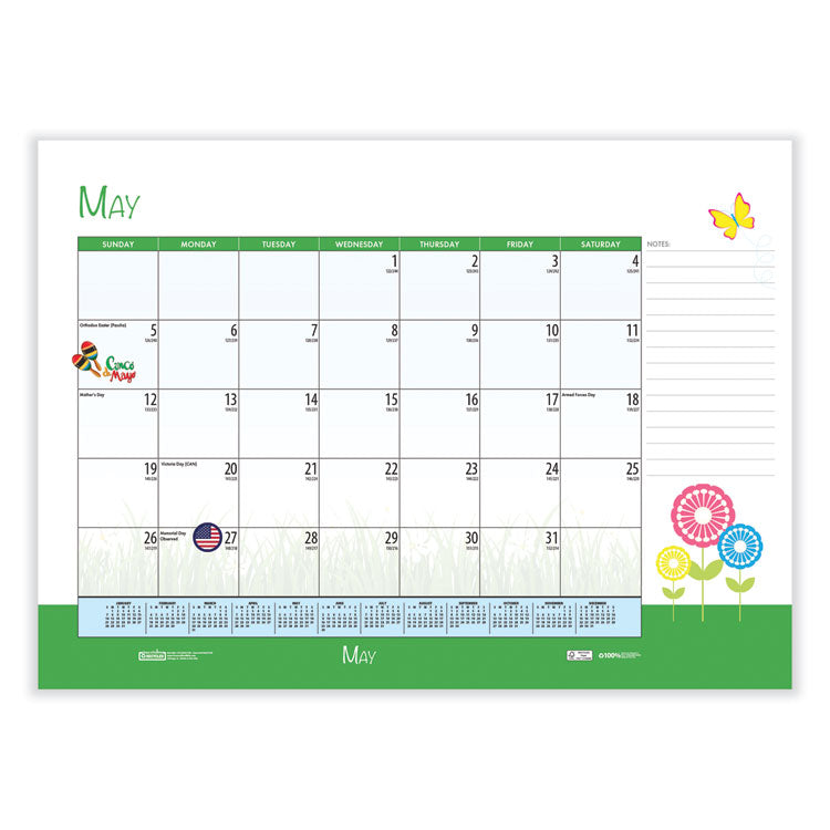 House of Doolittle™ Recycled Desk Pad Calendar, Illustrated Seasons Artwork, 22 x 17, Black Binding/Corners,12-Month (Jan to Dec): 2026 (HOD139) Each